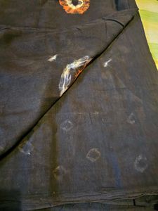 black bhandhini khadi cotton saree