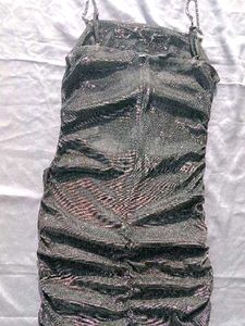(Urbanic)oGlittery Rhinstone Chain Ruched Dress
