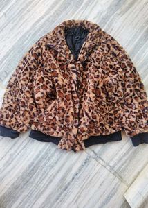 Leopard Print Faux Fur Jacket, furry coat