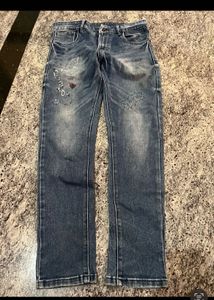 Stylish Embroidered Blue Denim Jeans