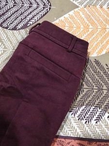 Burgundy Casual Pants winter waist 28-30