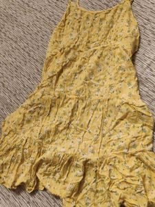 Yellow Floral Spaghetti Strap Dress