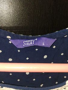 Stylish Navy Blue Kurta with Polka Dots