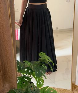 Elegant Black A lined flared Skirt