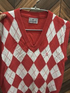 Women's Red Argyle V-Neck Sweater Vest