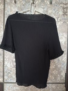 Elegant Black Beaded Top