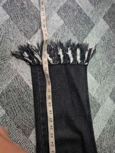 Korean Fringe Hem Denim Jeans
