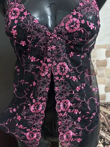 Elegant Black &amp; Pink Lingerie Nightdress