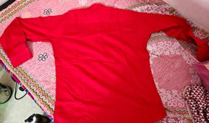 Men's Festive Red Mandarin Collar Kurta Shirt