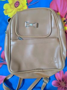 Cute Brown Backpack with Bow Detail