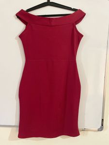 burgundy  Off-Shoulder Dress