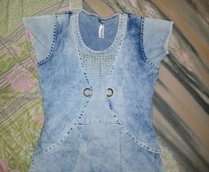 Cotton Denim Dress, Fit S&amp;M Both, Branded Dress
