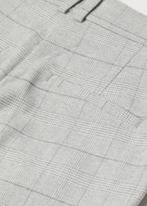 Grey Plaid Straight Leg Pants