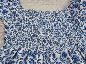 Blue &amp; White Floral Smocked Top | Cute Summer Wear