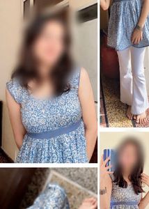 Blue Floral Print Kurta