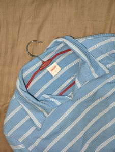 Blue Striped Crop Top