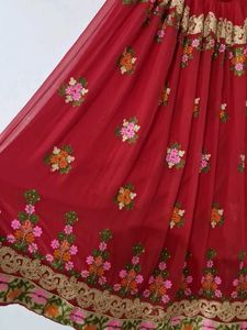 Red Embroidery Work Lehnga/Chaniya