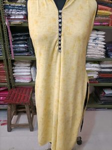 Yellow Printed Sleeveless Kurta 4 kurti combo