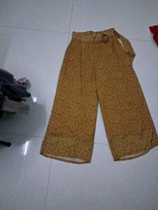 Stylish Yellow Printed Wide Leg Pants