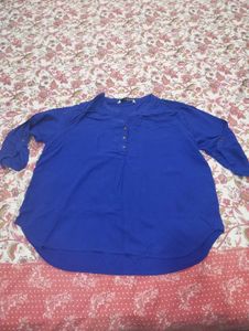 Vibrant Blue Button-Up Tunic Top
