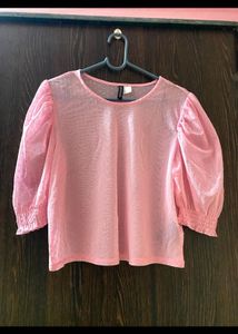 Sheer Pink Puff Sleeve Top