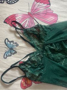Self Design Green Babydoll
