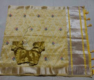 Elegant Yellow Silk Saree with princess cut blouse