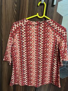Boho Chevron Print Tie-Neck Top
