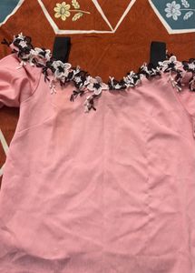 Pink Lace Trimmed Blouse