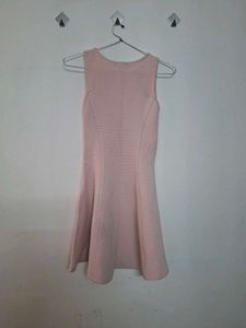 Pale Pink Textured A-Line Dress