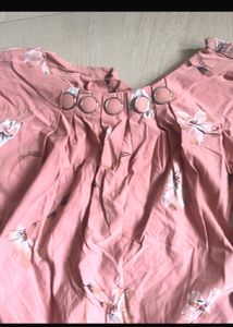 Pink Floral top with Decorative Buttons