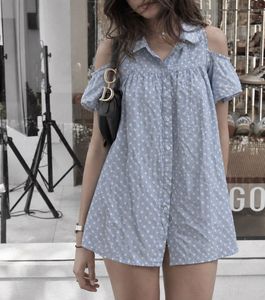 korean cute polka mini dress