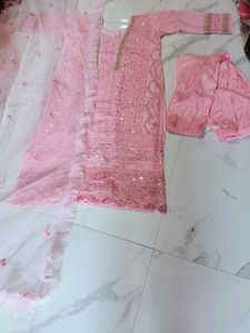 Elegant Pink Sequined Kurta Set