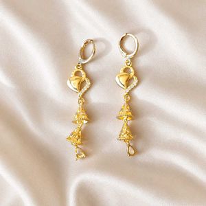 Gold Heart Dangle Earrings