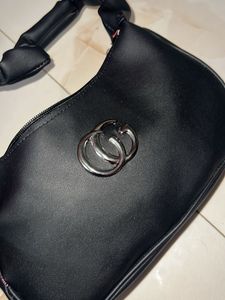 Black Hobo Bag with Silver Hardware