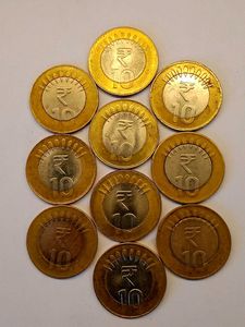 Set Of 10 Ten Rupee Coins