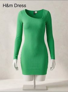 H&M Ribbed Asymmetrical Neck Mini Dress