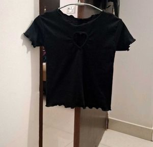 Heart Cut-Out Ribbed Crop Top 🖤