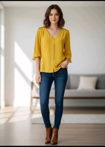 🇮🇳Freedom Sale🇮🇳Yellow Button-Down Blouse