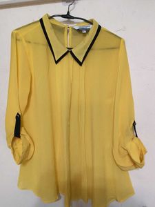 Yellow Blouse with Black Collar Detail(unused)