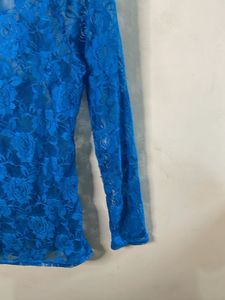 Blue Lace Long Sleeve Top
