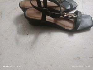 black gold chain sandals