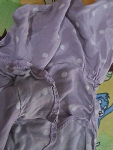 Lilac Polka Dot Button-Up Top