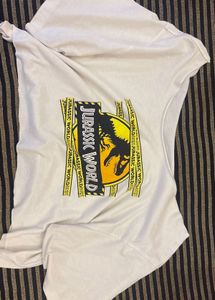 Y2K Jurassic World off shoulder Graphic Crop Top