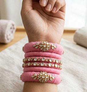 Handmade Pink Thread Bangles