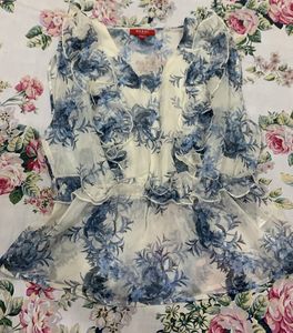 Guess Floral Ruffle Top