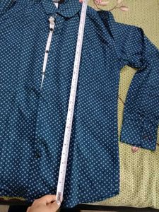 Men's Blue Printed Full Sleeve Shirt in L size ⁹