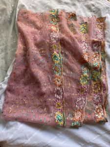 Embroidered Pink Dupatta