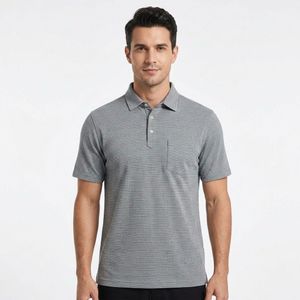 Classic Grey Textured Polo Shirt