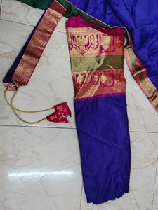 Semi Stitched Violet Lehenga Choli Set